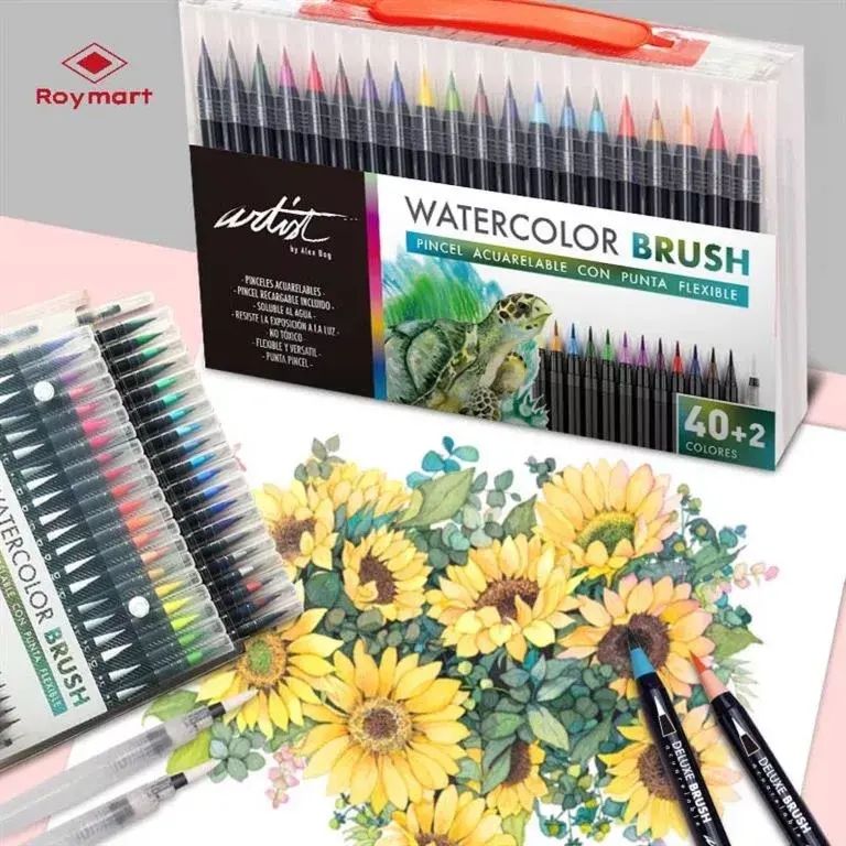 ROTULADORES ARTIST MALETÍN 42 COLORES PUNTA PINCEL BRUSH ACUARELABLE 