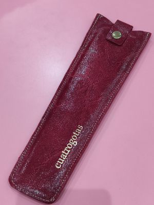 ABANICO FUNDA EN PIEL GRANATE 