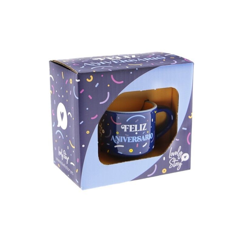 TAZA MINI FELIZ ANIVERSARIO - CUMPLEAÑOS 