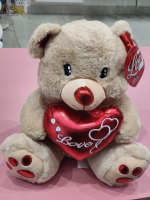 PELUCHE OSO CORAZÓN BRILLANTE 30 CM MARRÓN CLARO ROMÁNTICO ENAMORADOS SAN VALENTÍN 
