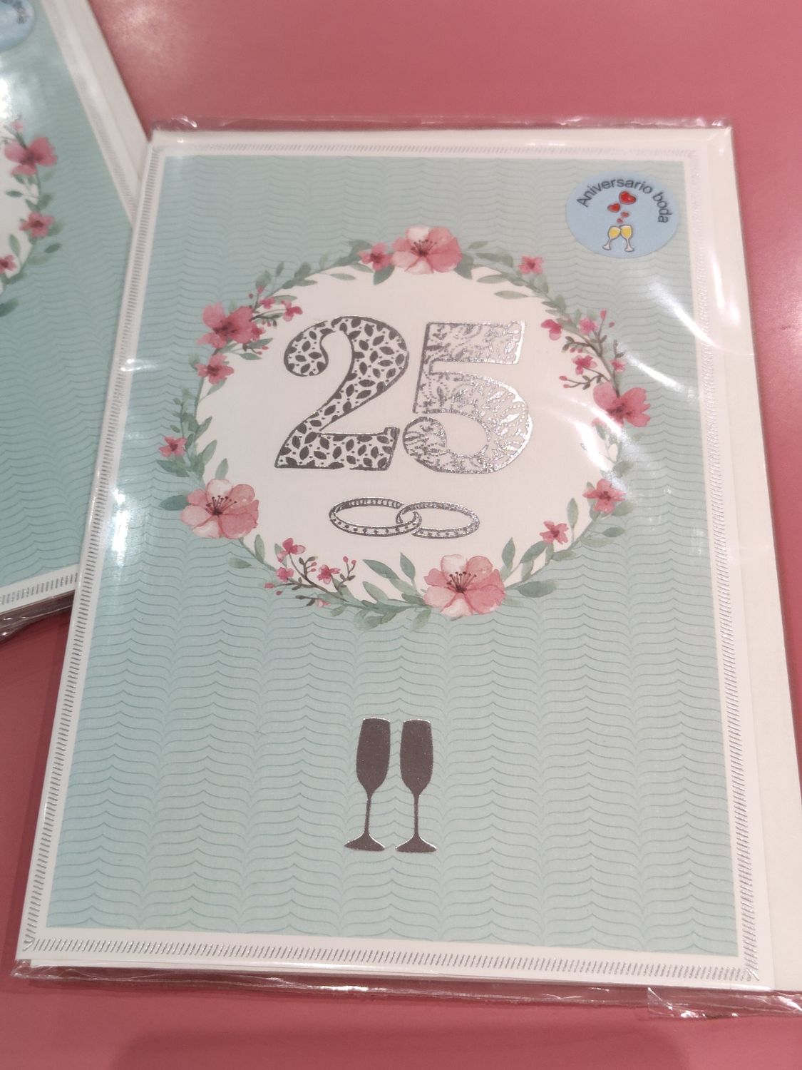 TARJETA FELICITACIÓN BODAS DE PLATA 25 ANIVERSARIO TARJETA FELICITACIÓN BODAS DE PLATA 25 ANIVERSARIO