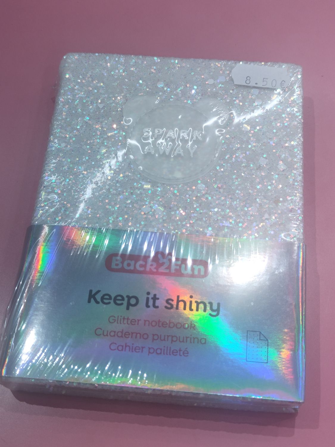 LIBRETA A6 CUADERNO PURPURINA blanco KEEP IT SHINY