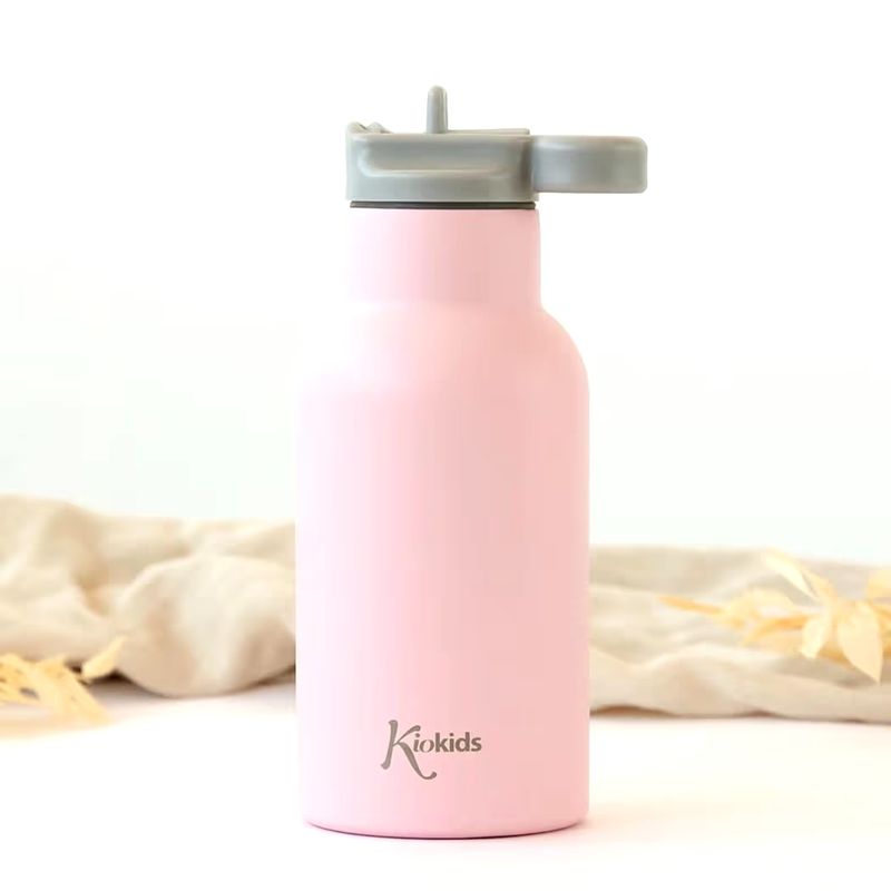 BOTELLA TÉRMICA BEBÉS KIOKIDS 350 ML  ROSA ACERO INOXIDABLE 