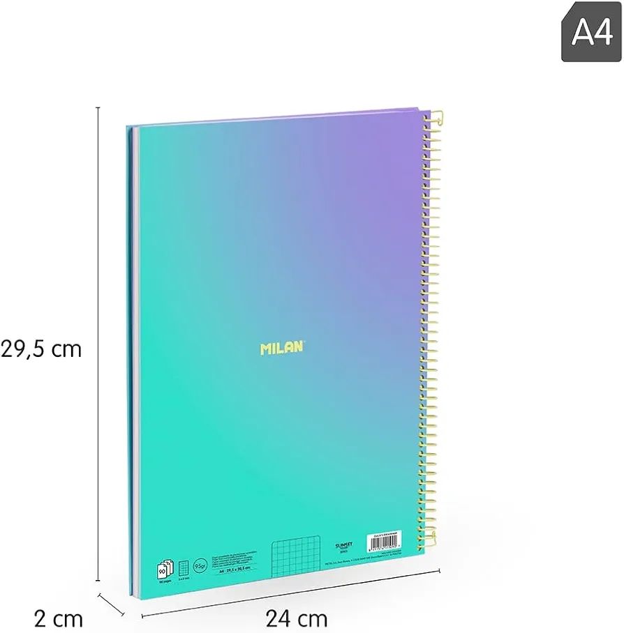 LIBRETA A4 90 HOJAS MILAN SUNSET MICROPERFORADA LIBRETA A4 90 HOJAS MILAN SUNSET MICROPERFORADA