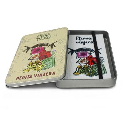 LIBRETA ETERNA VIAJERA DE LUXE CAJA METÁLICA PEPITA VIAJERA LIBRETA ETERNA VIAJERA DE LUXE CAJA METÁLICA PEPITA VIAJERA