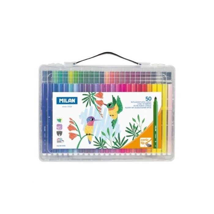 ROTULADORES MILAN MALETÍN 50 UNIDADES PUNTA CÓNICA 