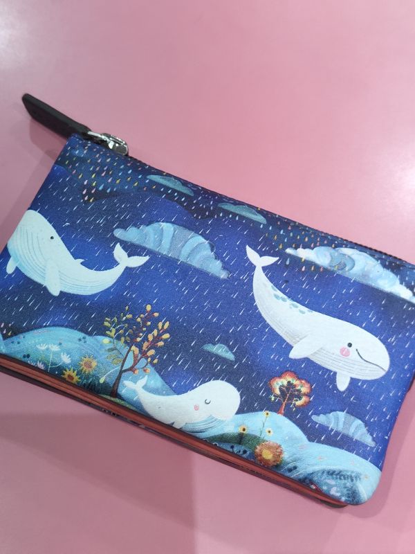 MONEDERO TRIPLE  PIEL BELMONTE MAR AZUL BALLENAS portamonedas mujer 