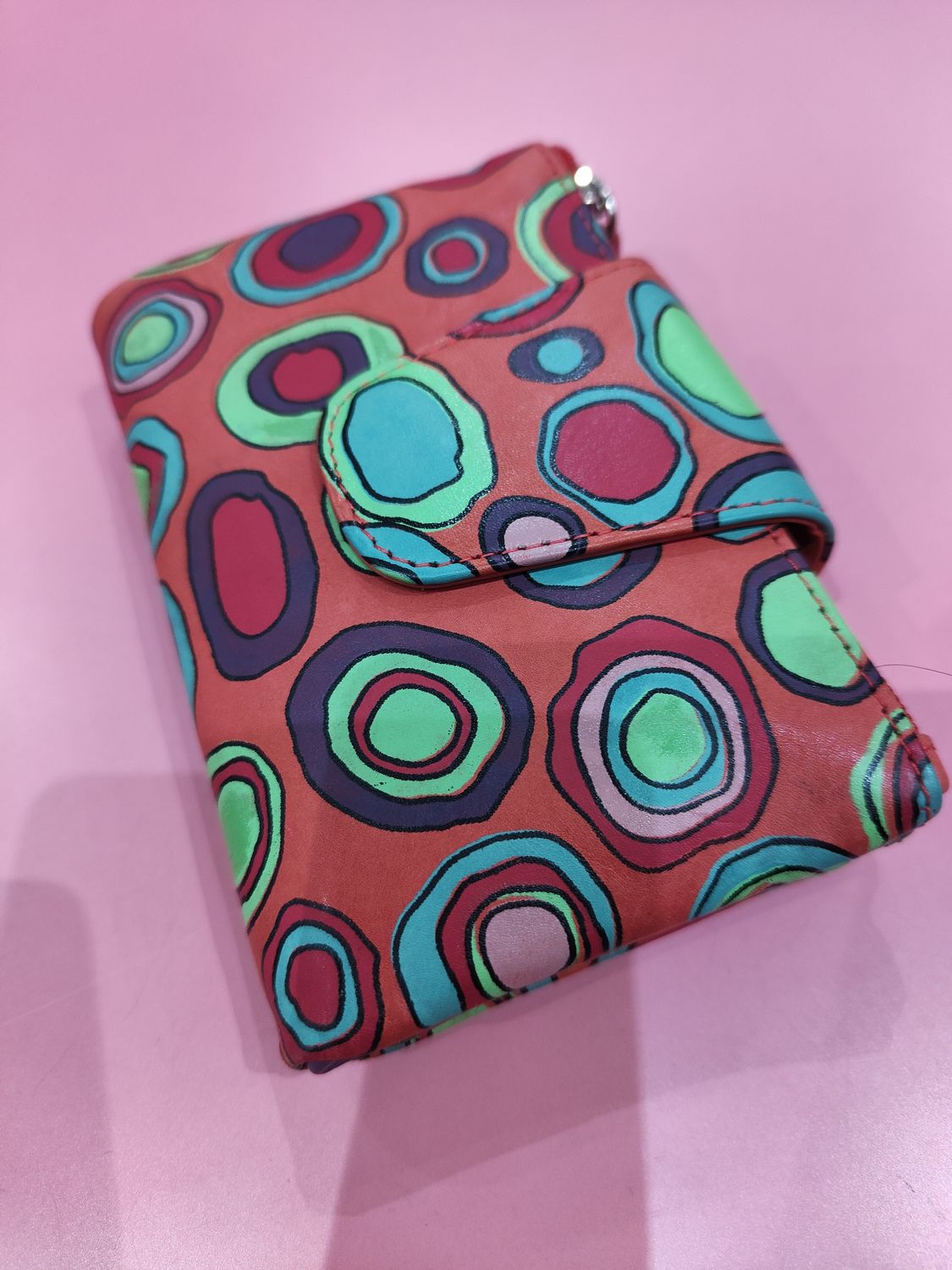 BILLETERO MUJER PEQUEÑO CIRCULOS BELMONTE ROJO REBAJAS 