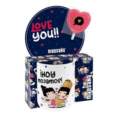 TAZA ROMÁNTICA GRACIOSA ¡HOY MOJAMOS! San Valentín ENAMORADOS Malasaña AMOR LOVE 