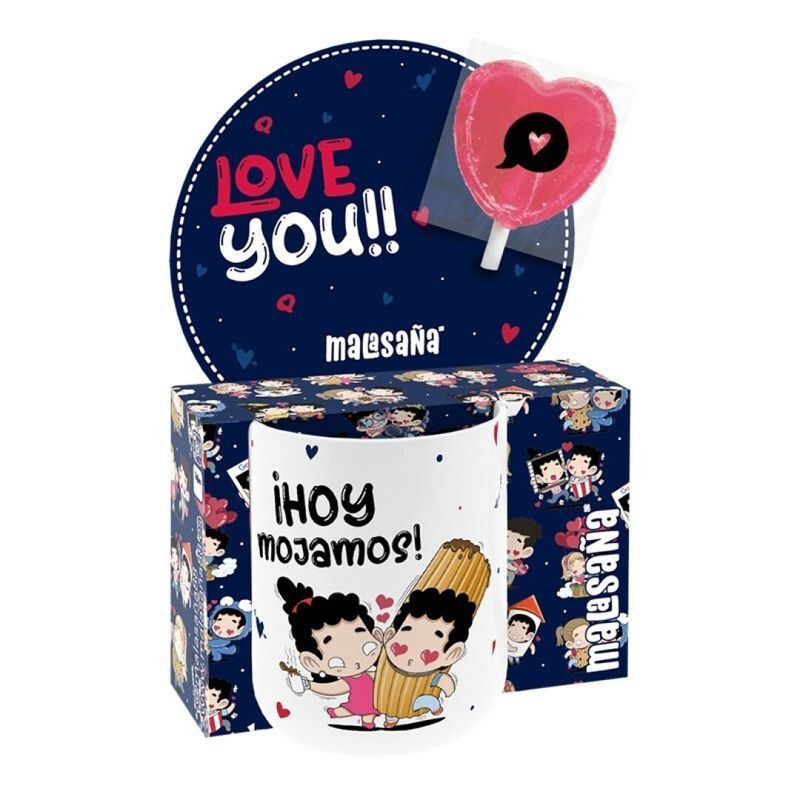 TAZA ROMÁNTICA GRACIOSA ¡HOY MOJAMOS! San Valentín ENAMORADOS Malasaña AMOR LOVE 