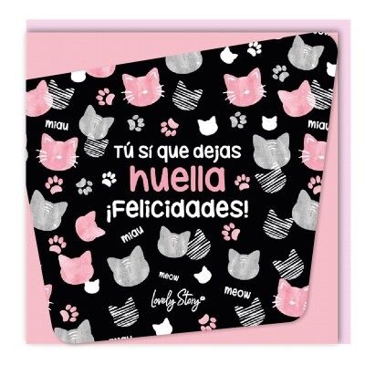 TARJETA FELICITACIÓN GATOS LOVELY STORY MIAU POSTALES 