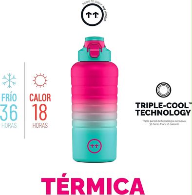 BOTELLA TÉRMICA SPORT COOL BOTTLES 950 ML BRISBANE ROSA / TURQUESA acero inoxidable botellas deportivas 