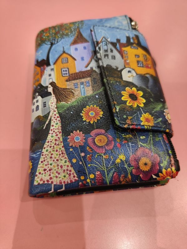 BILLETERO MUJER CASITAS PEQUEÑO CARTERA DE PIEL BELMONTE MULTICOLOR (NEGRO)