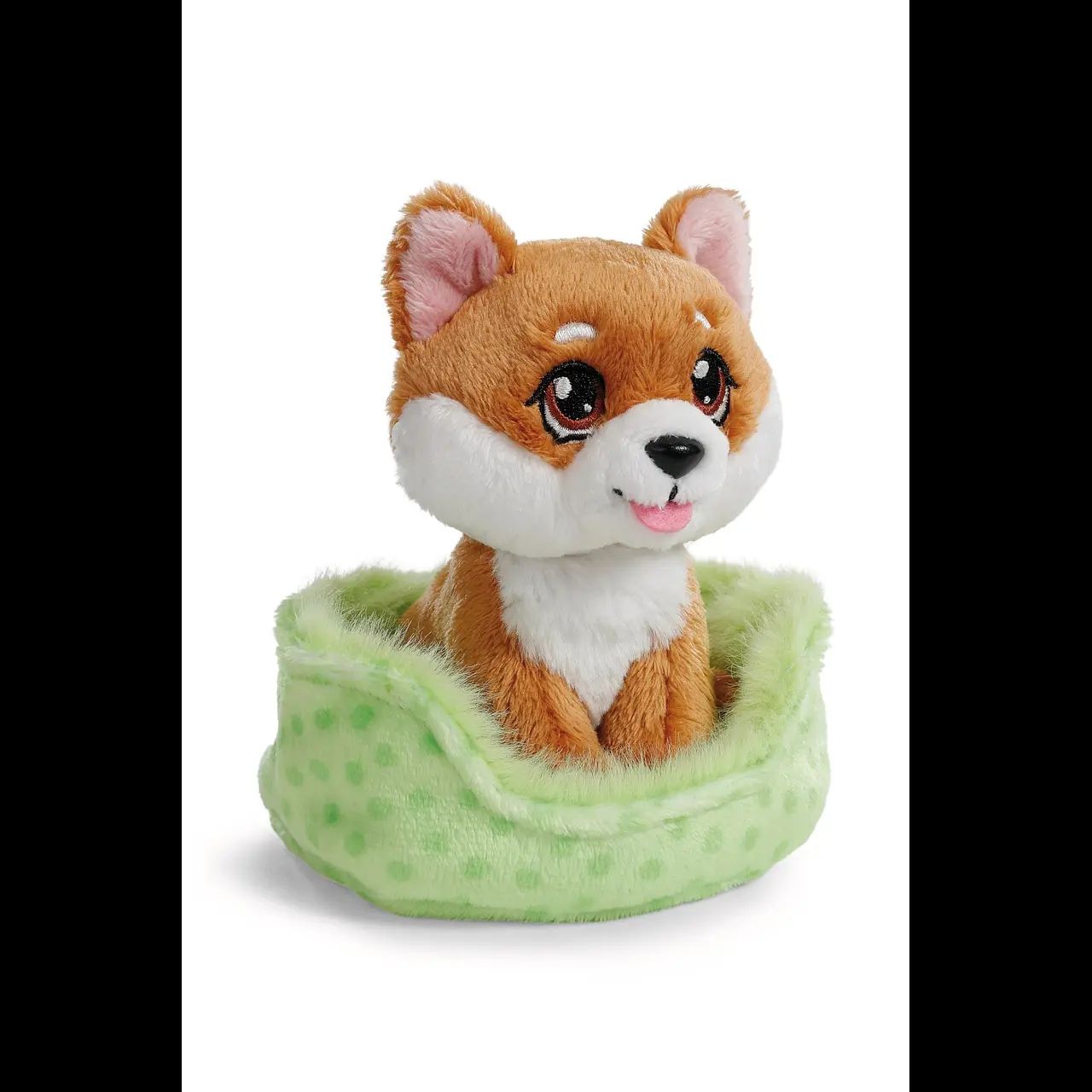 PELUCHE PERRO PEQUEÑAS PATAS NICI PERRITO EN CESTA VERDE PELUCHE PERRO PEQUEÑAS PATAS NICI PERRITO EN CESTA VERDE