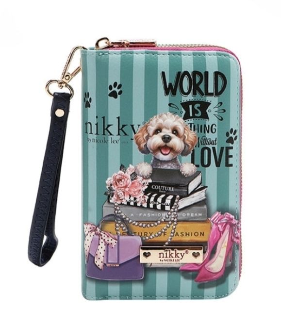 BILLETERA PERRO NIKKY BAG MEANT TO LOVE DE NICOLE LEE LIBROS Y PERRITOS 