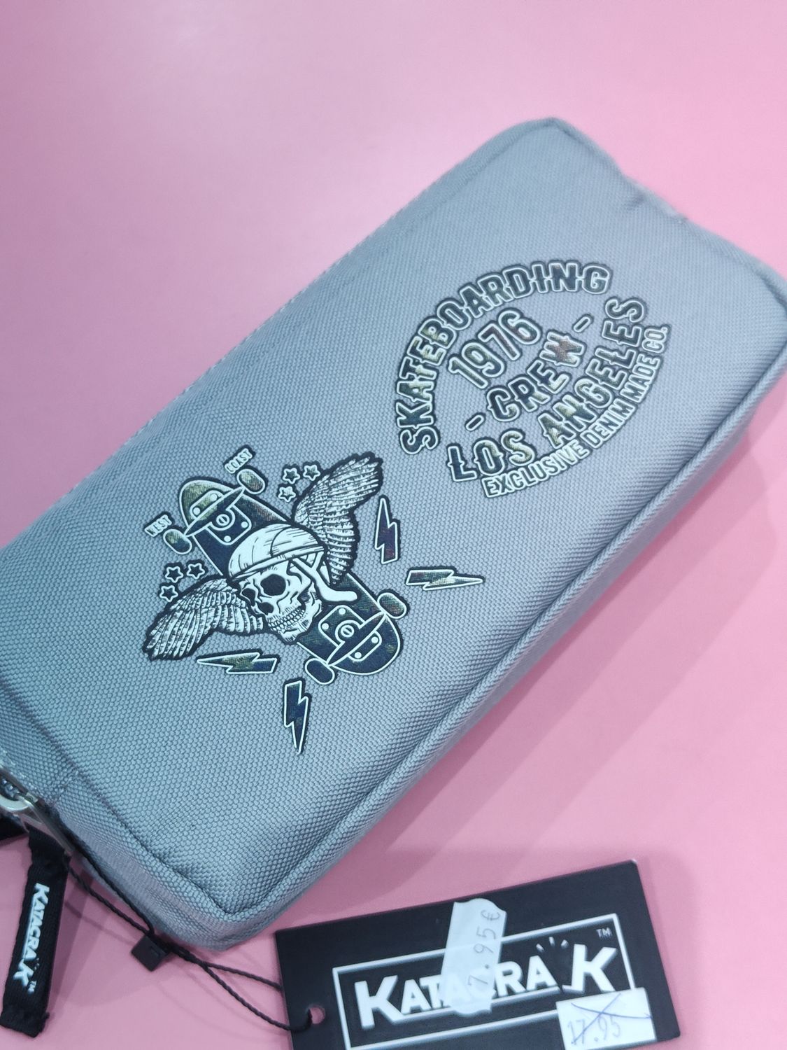 ESTUCHE DOBLE SKATEBOARD KATACRAK SENFORT GRIS PORTATODO ESCOLAR REBAJAS 