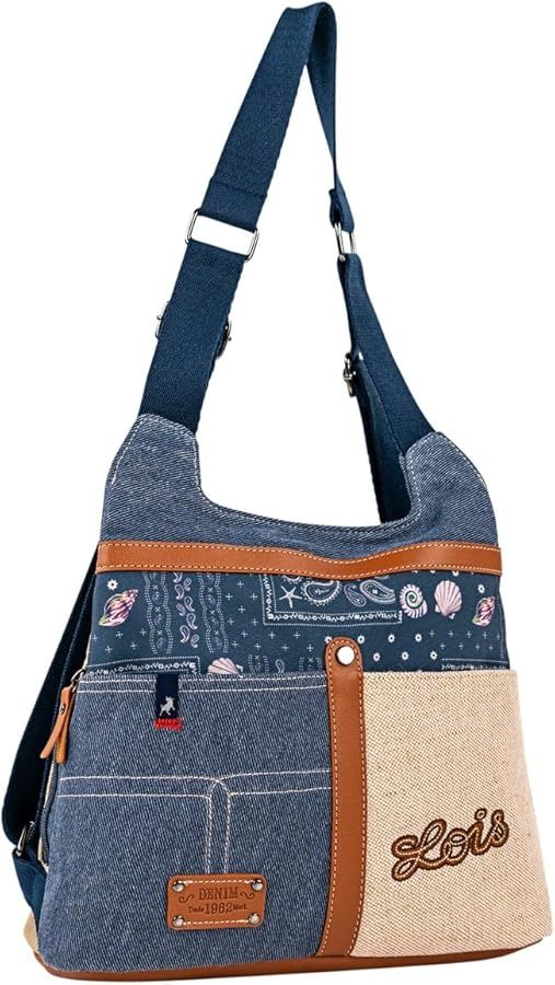 MOCHILA BOLSO LOIS MUJER TEJANO ESTILO URBANO AZUL 