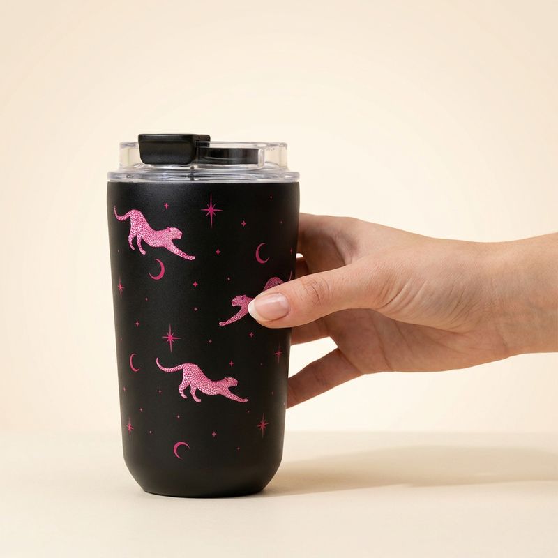 VASO TÉRMICO LEOPARDO LOVELY STORY 400 ML ACERO INOXIDABLE Y CERÁMICA TAZA DE VIAJE 