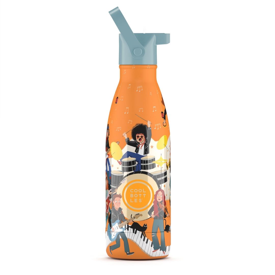BOTELLA TÉRMICA MUSIC COOL BOTTLE INFANTIL DOBLE TAPÓN ACERO INOXIDABLE MÚSICA 