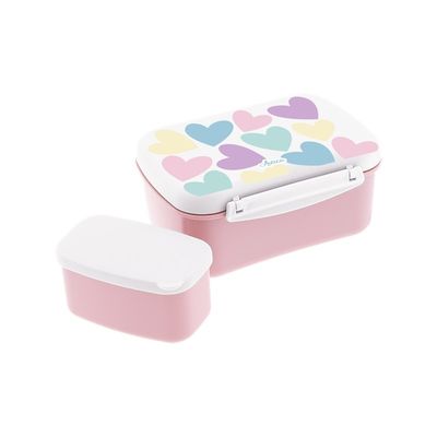 FIAMBRERA LUNCH BOX ICE PINK SWEET LOVE ROSA CON TAPA REFRIGERANTE TUPPER CON CAJITA INTERIOR AUREA con enfriador 