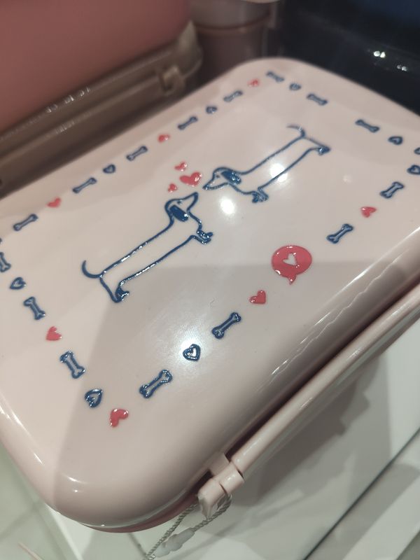 FIAMBRERA PERRO SALCHICHA LUNCH BOX CON TAPA REFRIGERANTE AUREA con enfriador ROSA