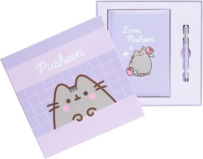 CUADERNO PREMIUM CON BOLÍGRAFO GATO PUSHEEN SET REGALO DISNEY en caja regalo 