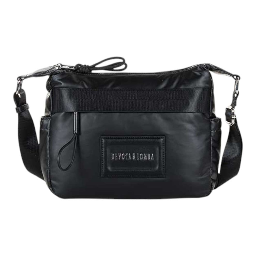 BOLSO BANDOLERA MUJER DEVOTA Y LOMBA NEGRO DOBLE CREMALLERA 