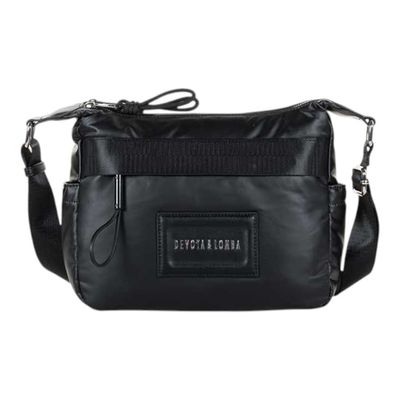BOLSO BANDOLERA MUJER DEVOTA Y LOMBA NEGRO DOBLE CREMALLERA 