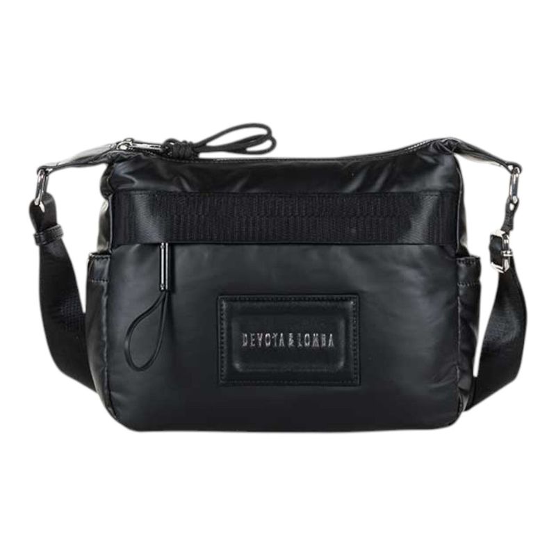 BOLSO BANDOLERA MUJER DEVOTA Y LOMBA NEGRO DOBLE CREMALLERA REBAJAS 