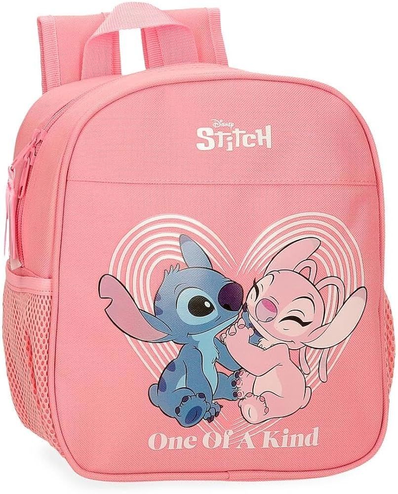 MOCHILA ESCOLAR INFANTIL STITCH Y ANGEL ROSA REBAJAS 