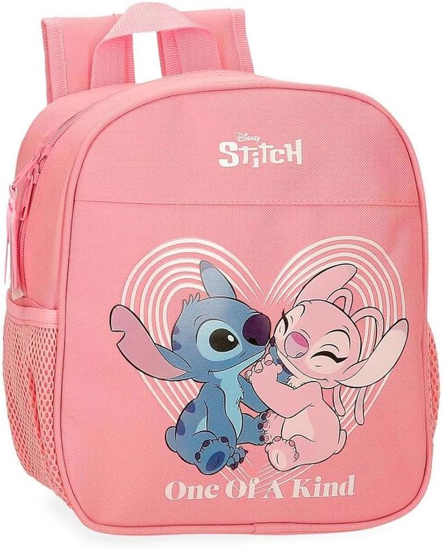 MOCHILA ESCOLAR INFANTIL STITCH Y ANGEL ROSA REBAJAS 