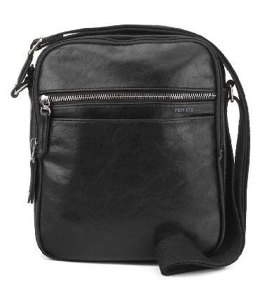 BOLSO BANDOLERA HOMBRE PRIVATA mediana ecopiel doble cremallera NEGRA BOLSO BANDOLERA HOMBRE PRIVATA mediana ecopiel doble cremallera NEGRA