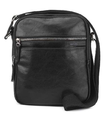 BOLSO BANDOLERA HOMBRE PRIVATA mediana ecopiel doble cremallera NEGRA BOLSO BANDOLERA HOMBRE PRIVATA mediana ecopiel doble cremallera NEGRA