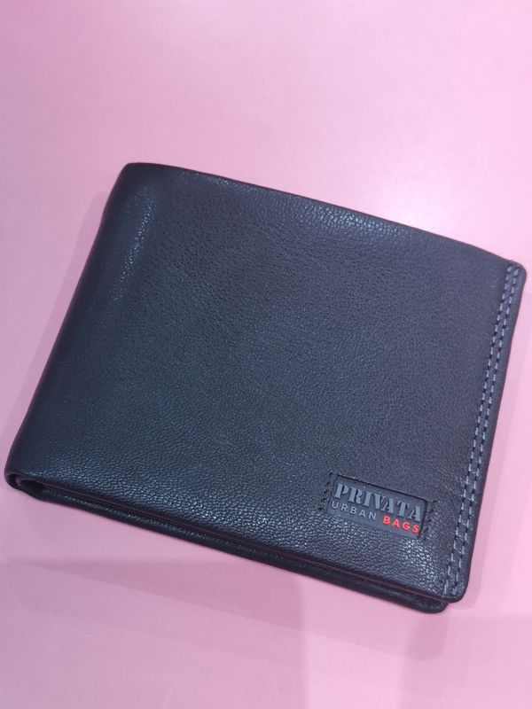 BILLETERA HOMBRE PIEL PRIVATA  CARTERA APAISADA GRANDE NEGRO CON PORTAMONEDAS