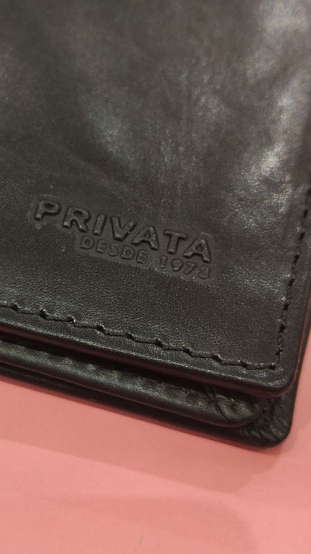 BILLETERA HOMBRE PIEL PRIVATA CARTERA APAISADA NEGRO