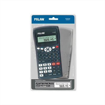 CALCULADORA CIENTÍFICA MILAN negra M240 funda gris CALCULADORA CIENTÍFICA MILAN negra M240 funda gris