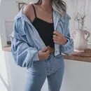 Solid Color Lantern Sleeve Short Jacket