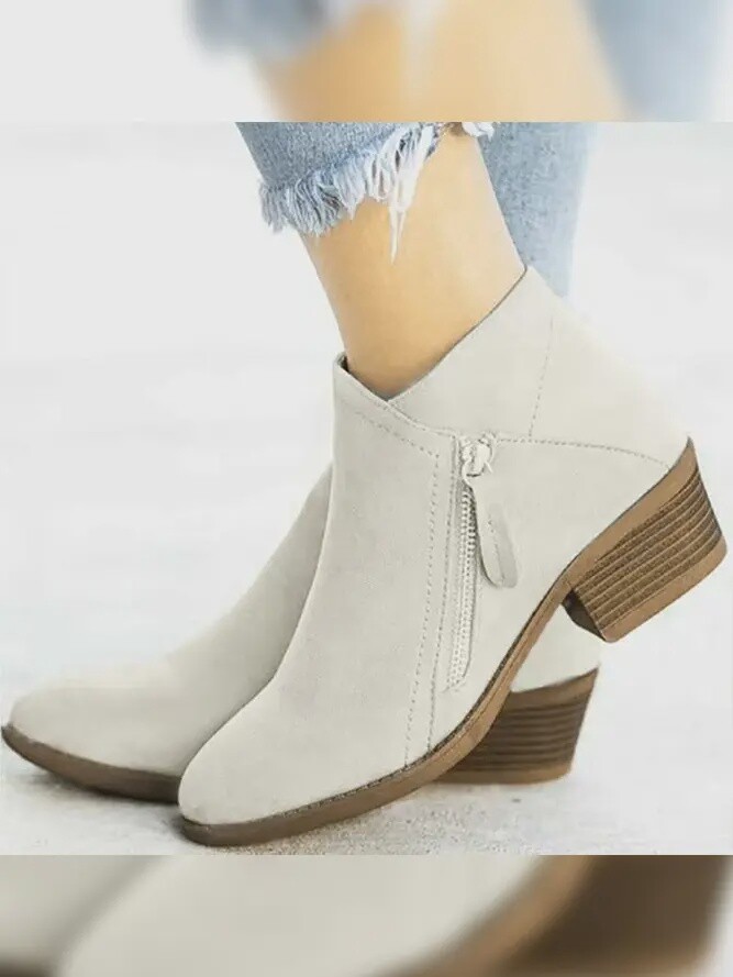 Solid Sewing Thick Zipper Ankle Short Boots