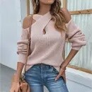 Criss Cross Knitted Sweater- Pink