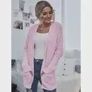 Baby Pink Chunky Knit Open Cardigan w/ Pockets