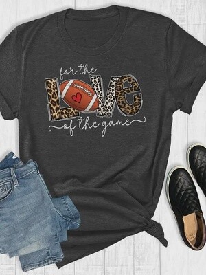 For The Love Of The Game Football T-Shirt- Charcoal