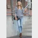 Grey Drop Shoulder Distressed Sweater