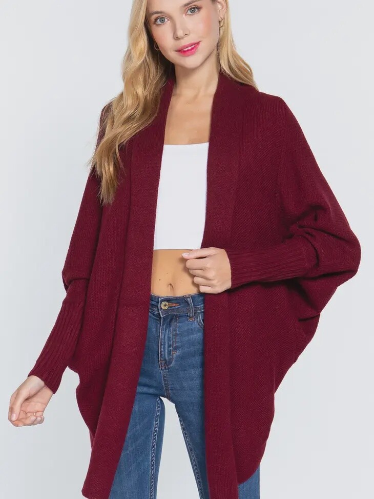 Shawl Sweater Cardigan- Burgundy