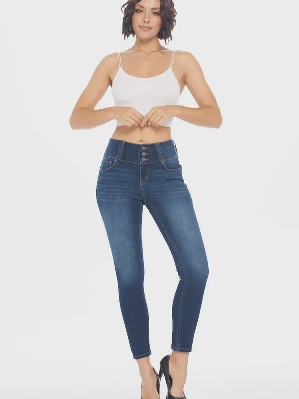 High-rise push up style ankle skinny
