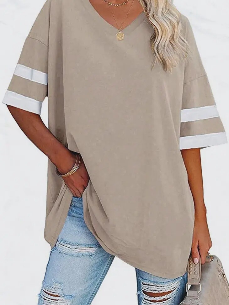 Half Sleeved V Neck Cotton Tunic Top