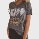 KISS Leopard Printed Fashion Short Sleeve T-Shirt