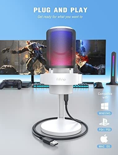 AmpliGame USB Microphone, PC Gaming Recording Desktop Laptop Mic