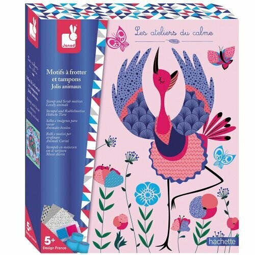 Set créatif - Motifs à frotter et tampons - Jolis animaux