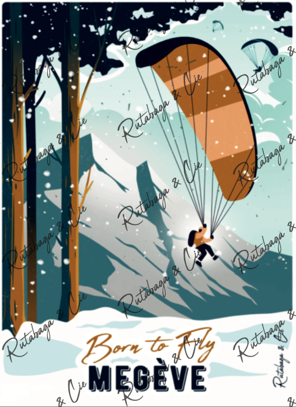 Tableau bois  Parapente hiver