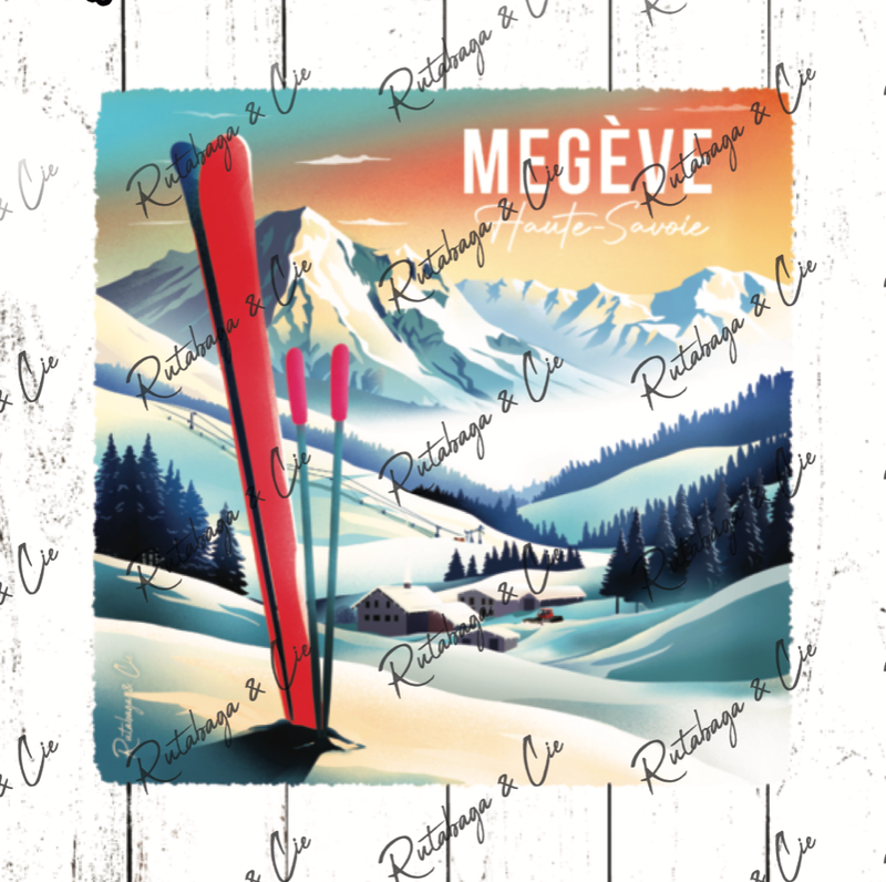 Sous plat en bois Peuf Ski rouge
